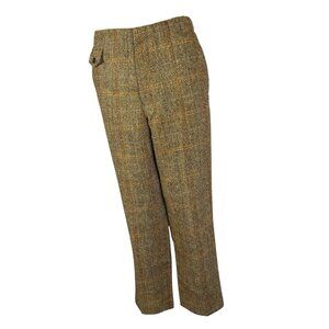 Asos Harris Tweed 100% Wool Cropped Trouser 32 Brown Multicolor Herringbone